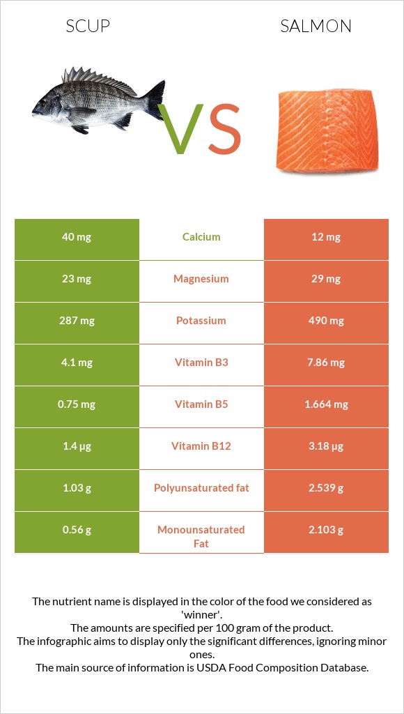 Scup vs Salmon infographic