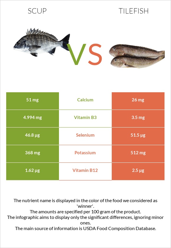 Scup vs Tilefish infographic