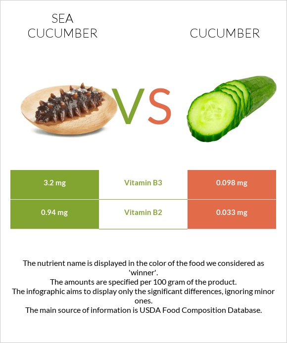 Sea cucumber vs Վարունգ infographic