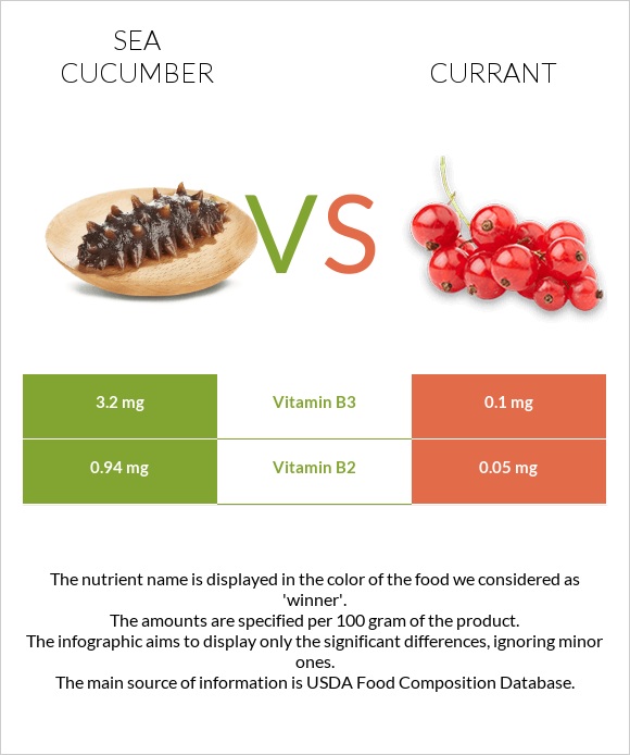Sea cucumber vs Հաղարջ infographic