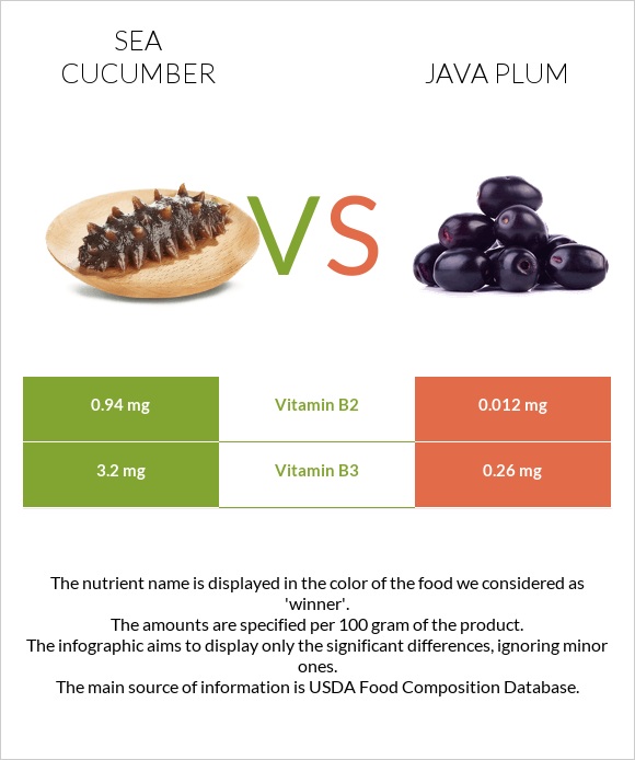 Sea cucumber vs Java plum infographic