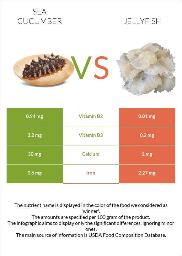 Sea cucumber vs Մեդուզա infographic