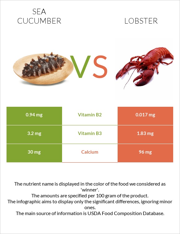 Sea cucumber vs Lobster infographic