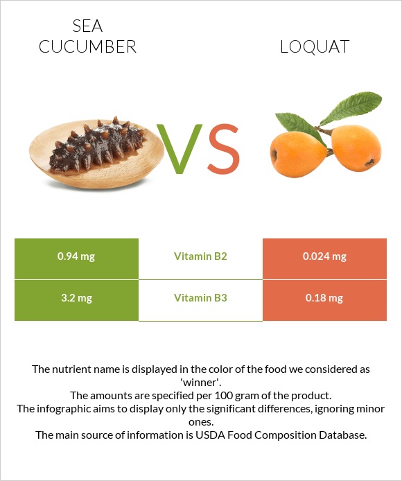 Sea cucumber vs Loquat infographic