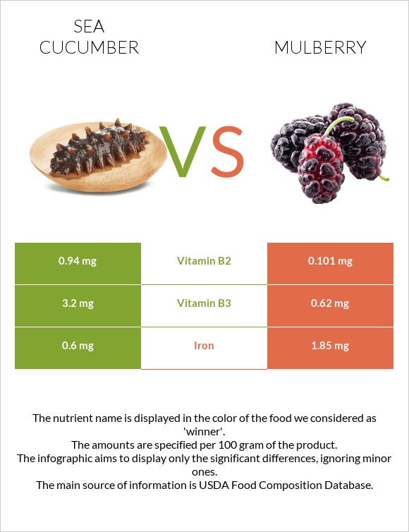 Sea cucumber vs Mulberry infographic