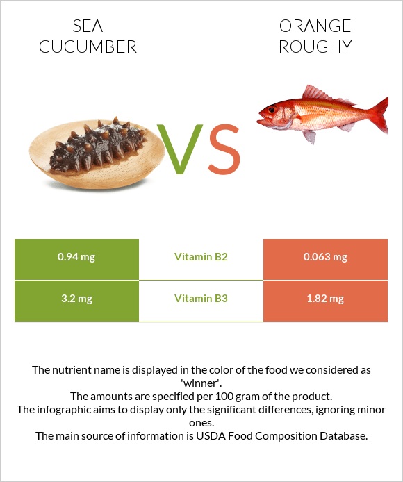 Sea cucumber vs Orange roughy infographic