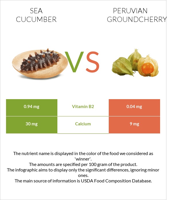Sea cucumber vs Peruvian groundcherry infographic