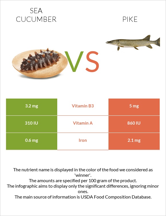 Sea cucumber vs Pike infographic