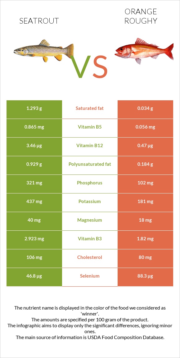 Seatrout vs Orange roughy infographic