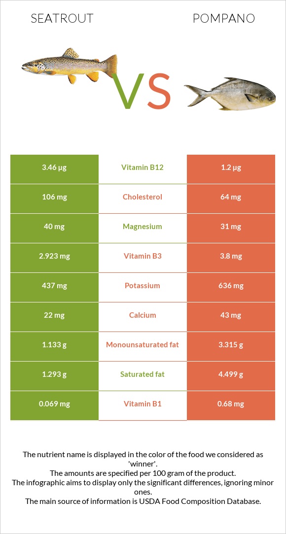 Seatrout vs Pompano infographic