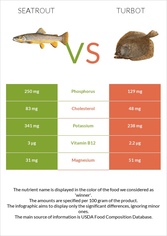 Seatrout vs Turbot infographic