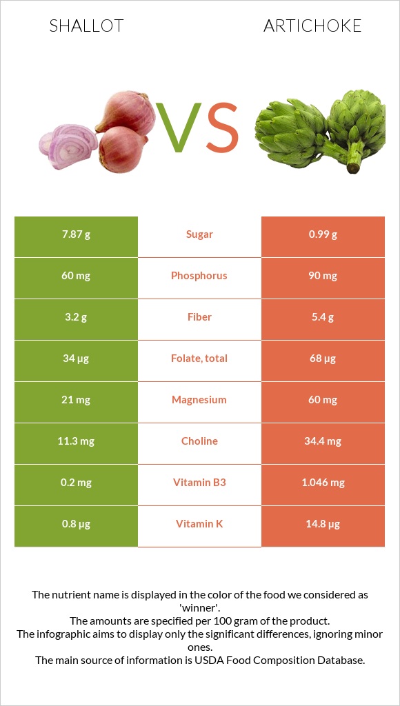 Shallot vs Artichoke infographic