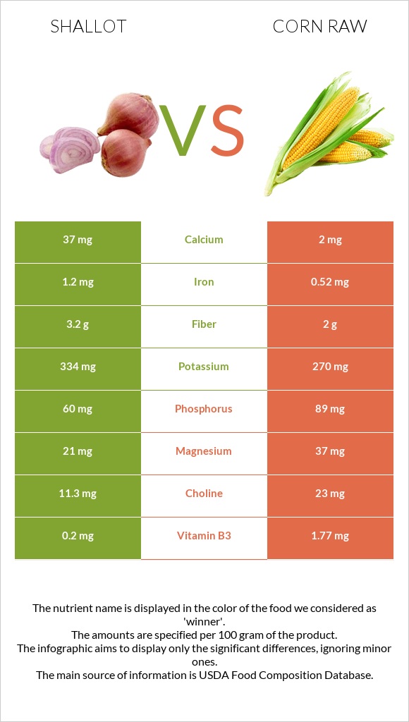 Shallot vs Corn raw infographic