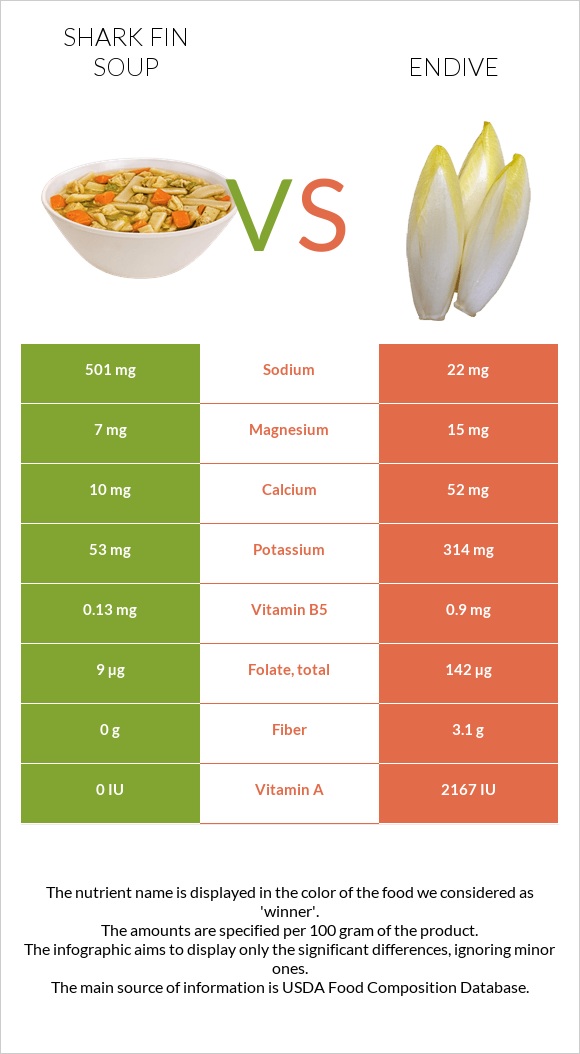 Shark fin soup vs Endive infographic