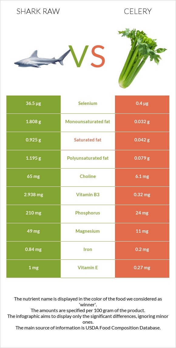 Shark raw vs Celery infographic