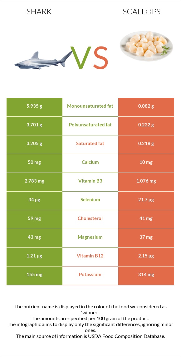 Shark vs Scallops infographic