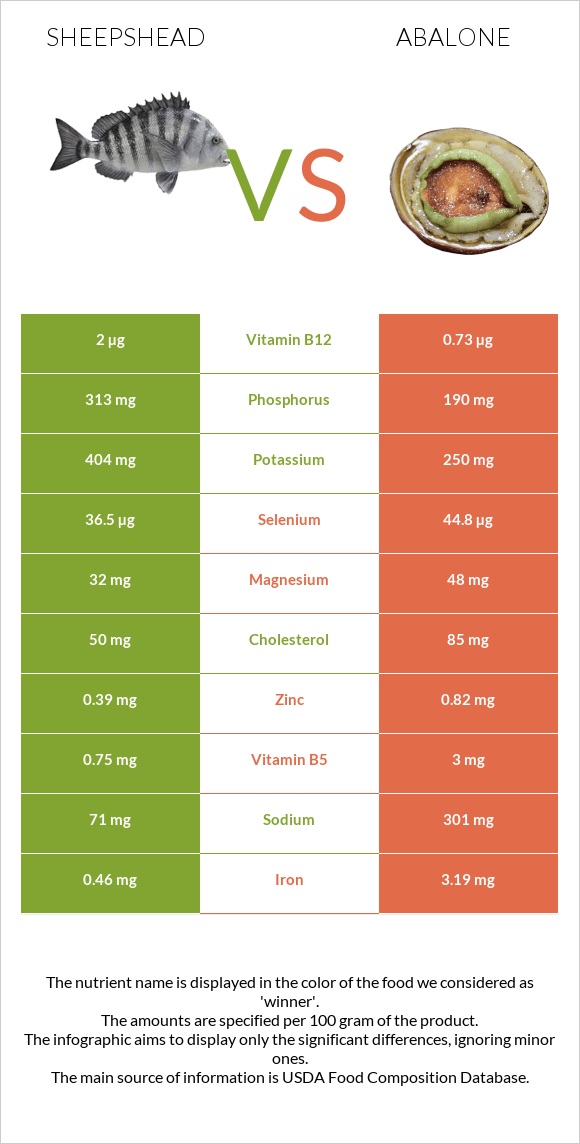 Sheepshead vs Abalone infographic