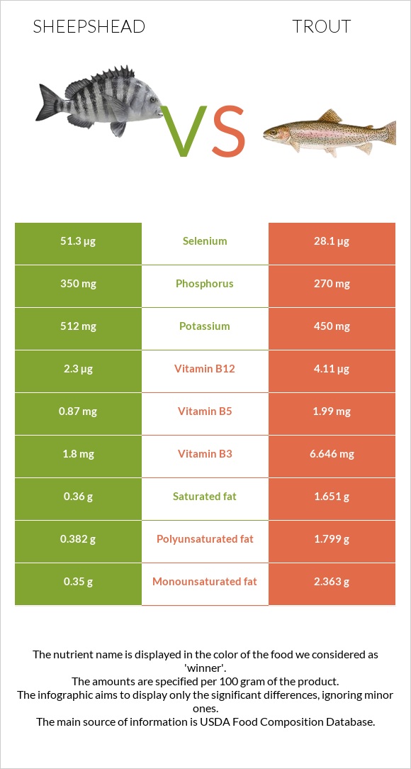 Sheepshead vs Trout infographic