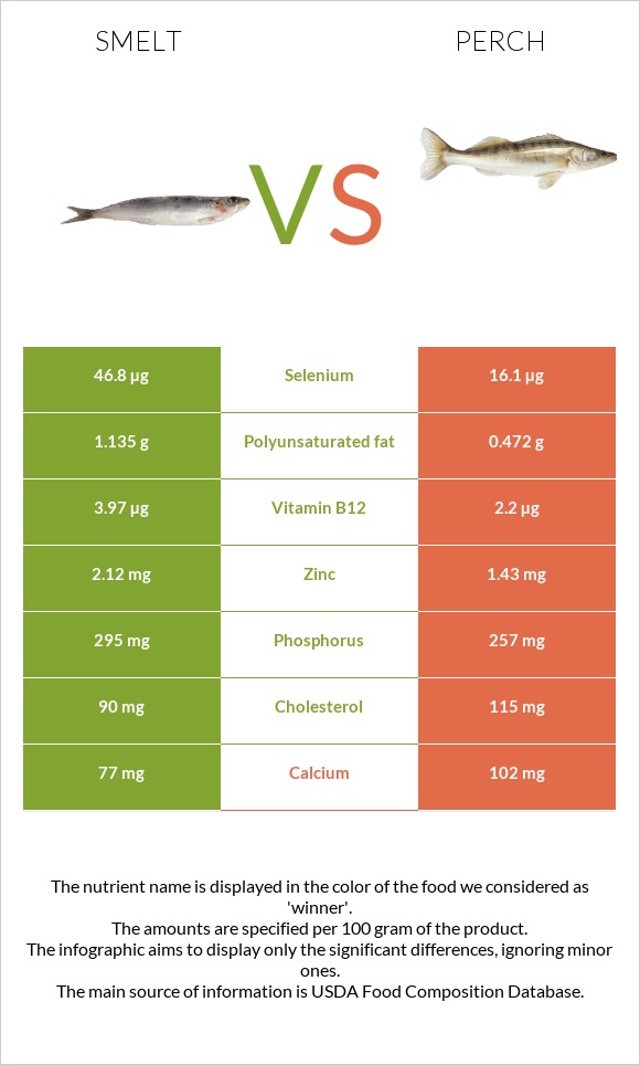 Smelt vs Perch infographic