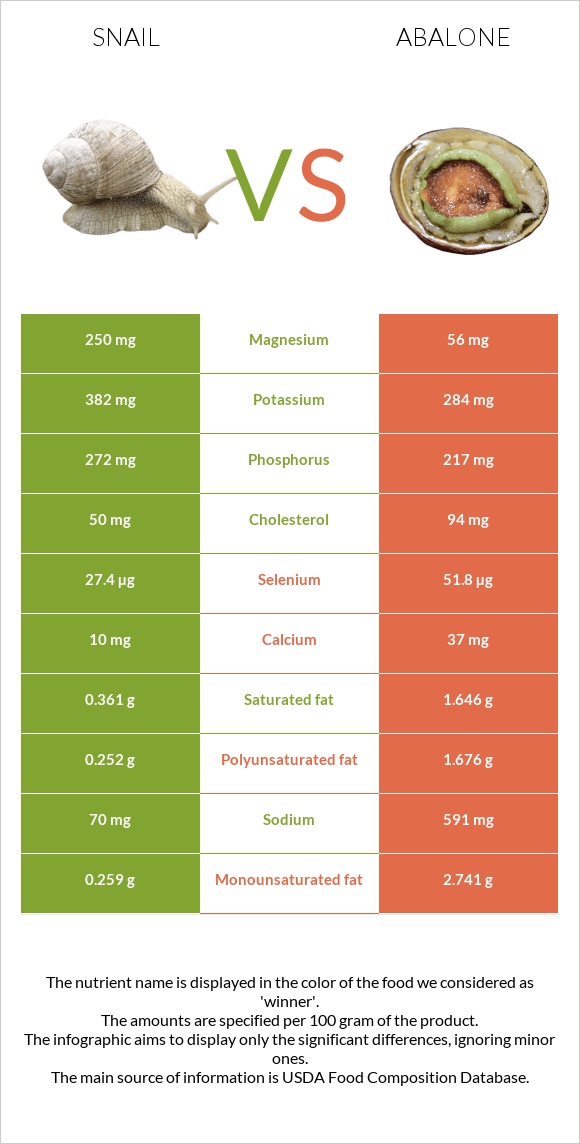 Խխունջ vs Abalone infographic