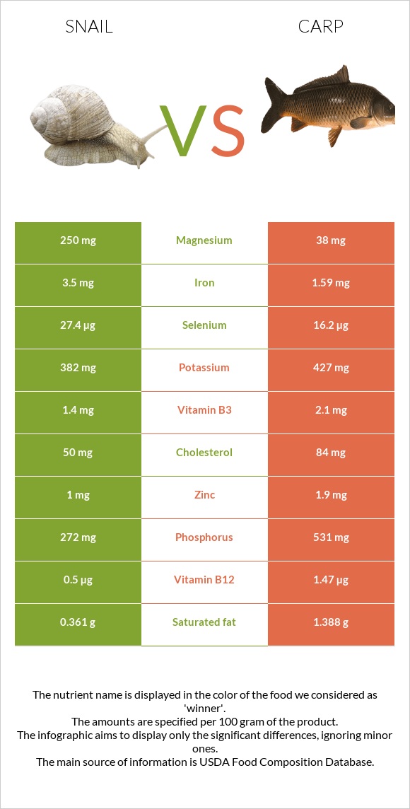 Snail vs Carp infographic