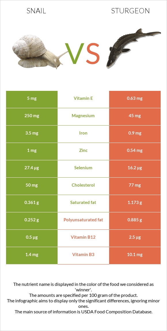 Խխունջ vs Sturgeon infographic