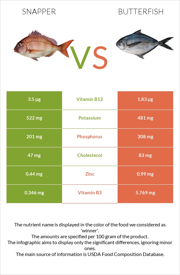 Snapper vs Butterfish infographic