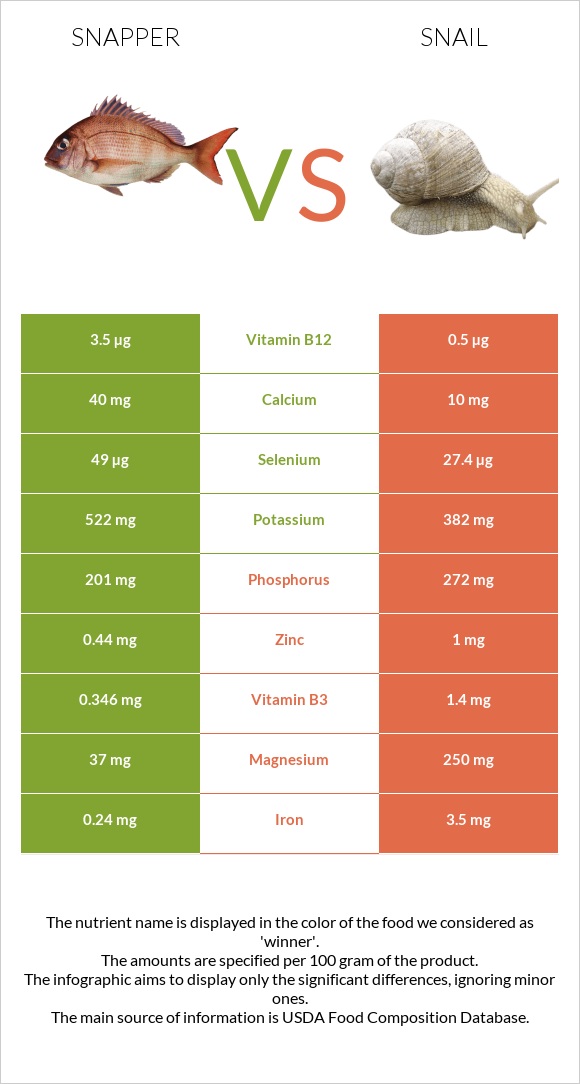 Snapper vs Snail infographic