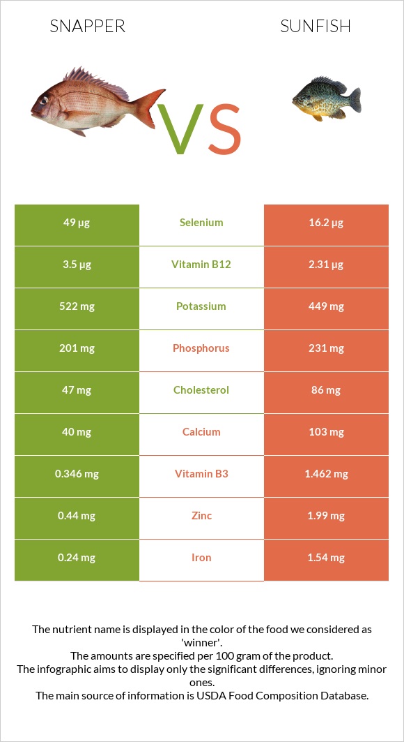 Snapper vs Sunfish infographic