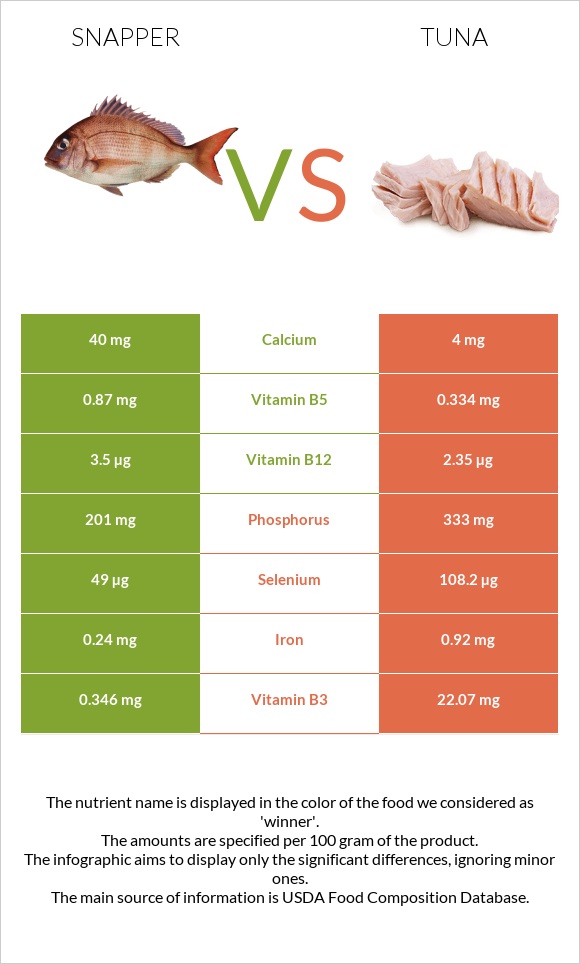 Snapper vs Tuna infographic