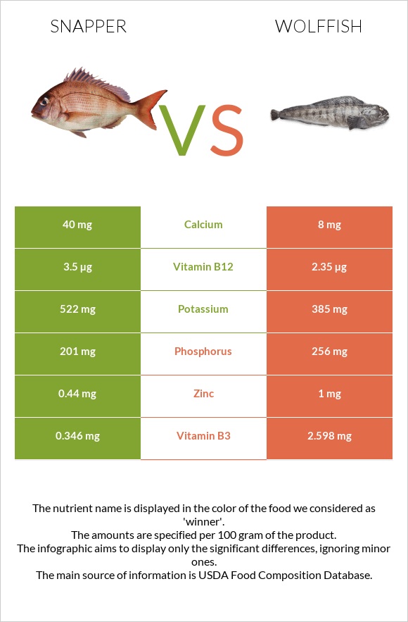 Snapper vs Wolffish infographic