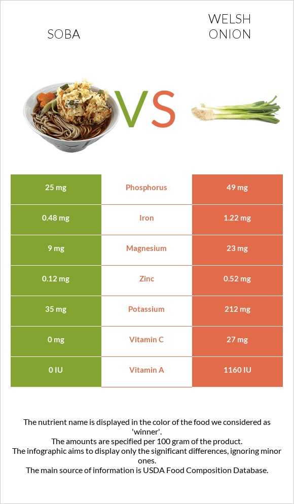 Soba vs Welsh onion infographic