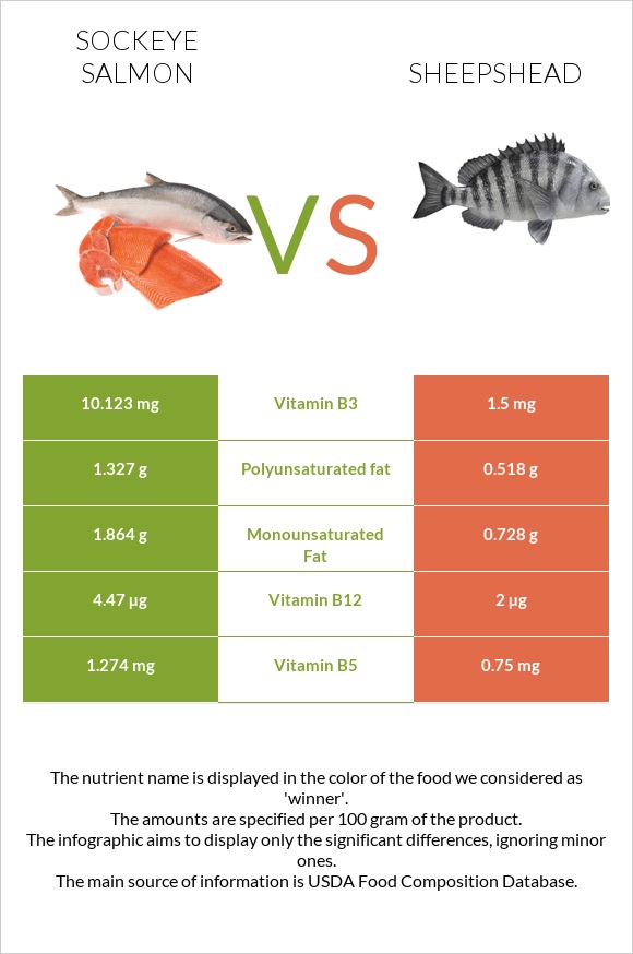 Sockeye salmon vs Sheepshead infographic