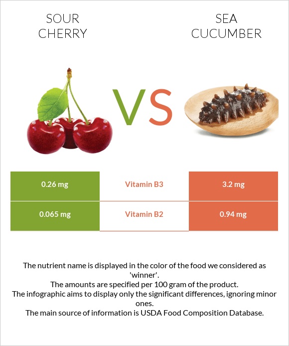 Sour cherry vs Sea cucumber infographic