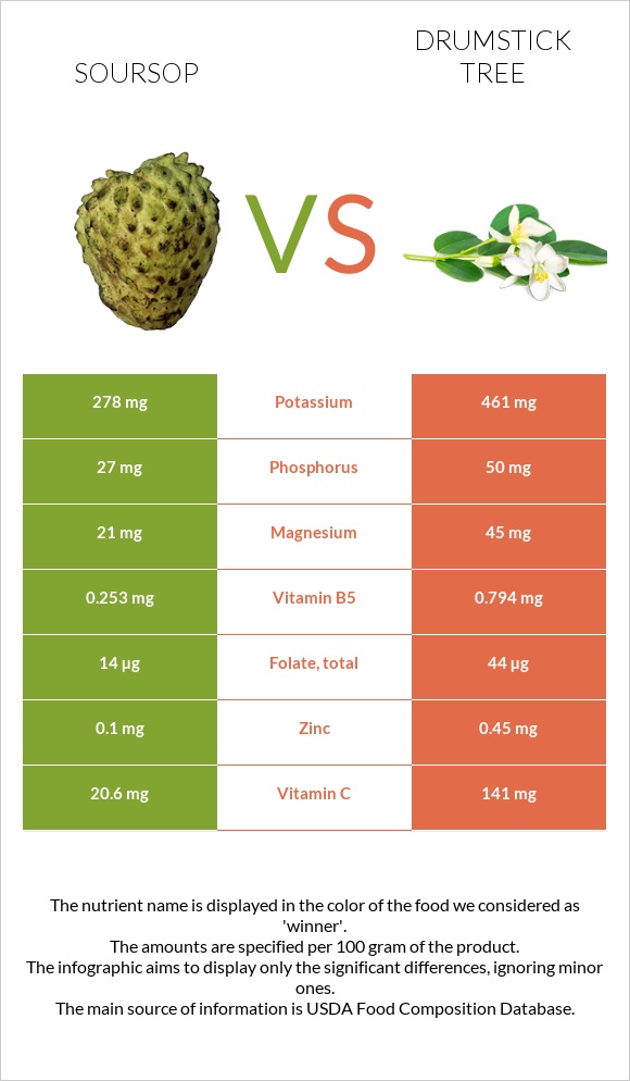 Soursop vs Drumstick tree infographic