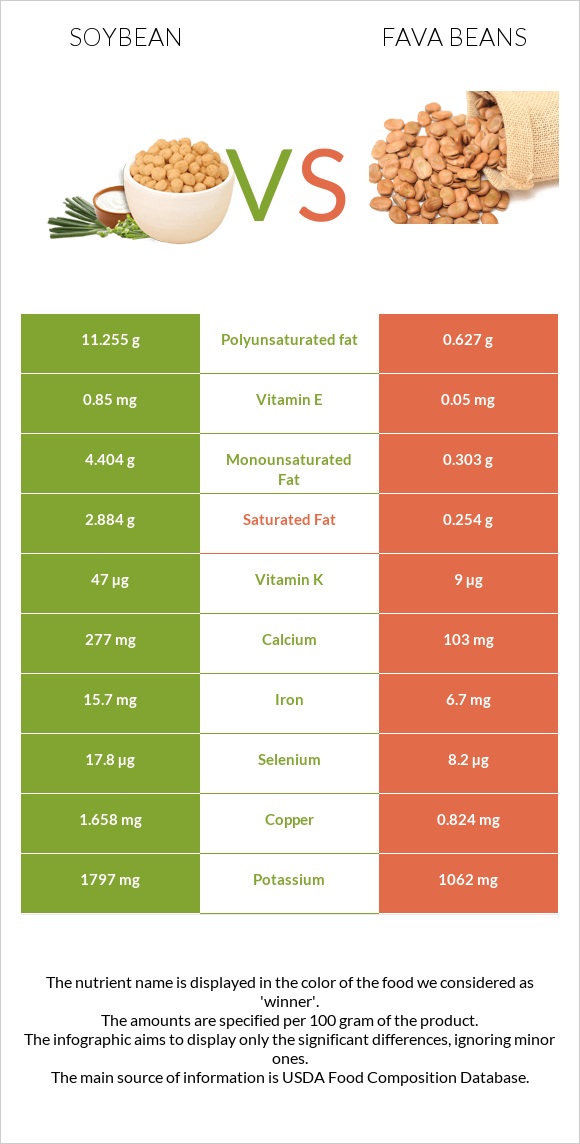 Soybean vs Fava beans infographic