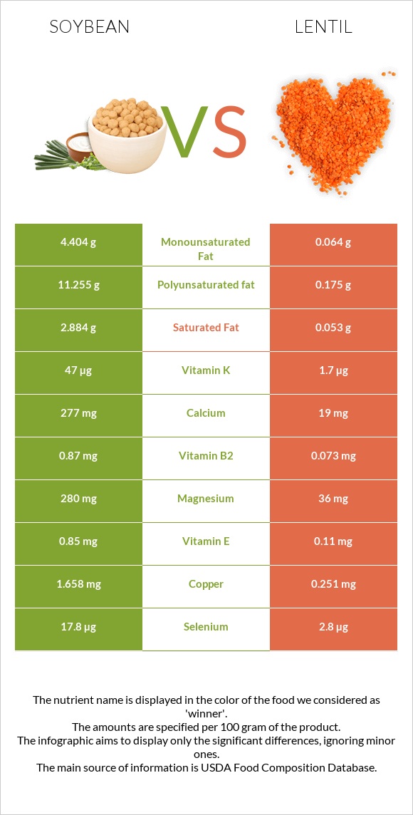 Soybean vs Lentil infographic