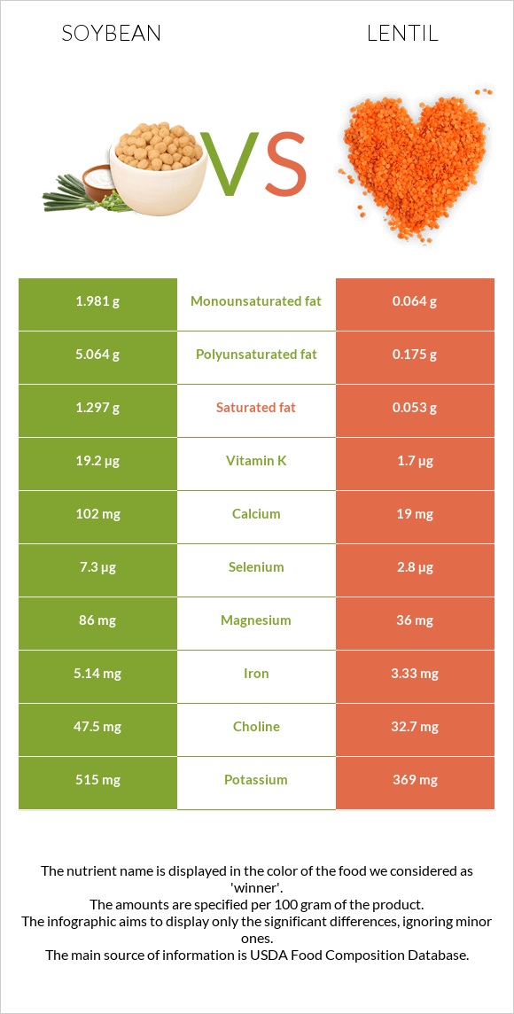 Soybean vs Lentil infographic