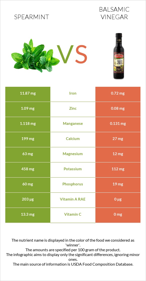 Spearmint vs Balsamic vinegar infographic