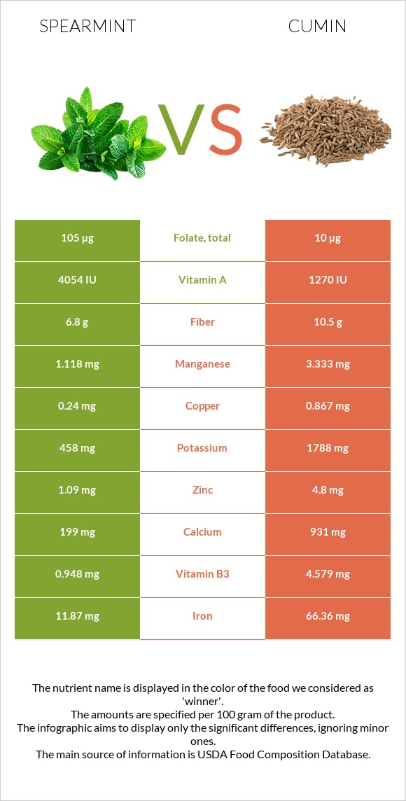 Spearmint vs Cumin infographic