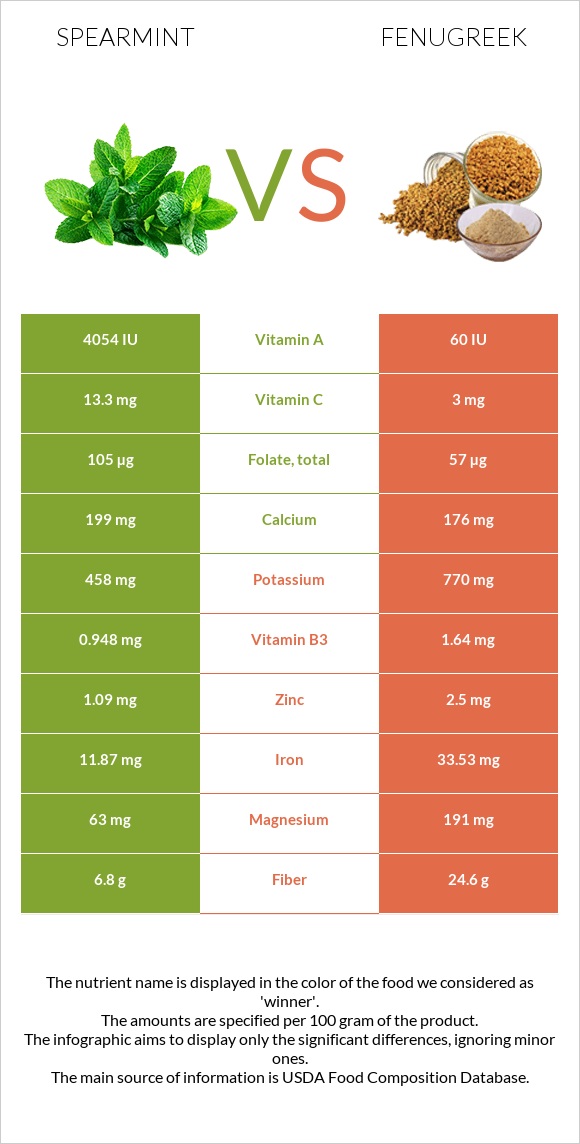 Spearmint vs Fenugreek infographic