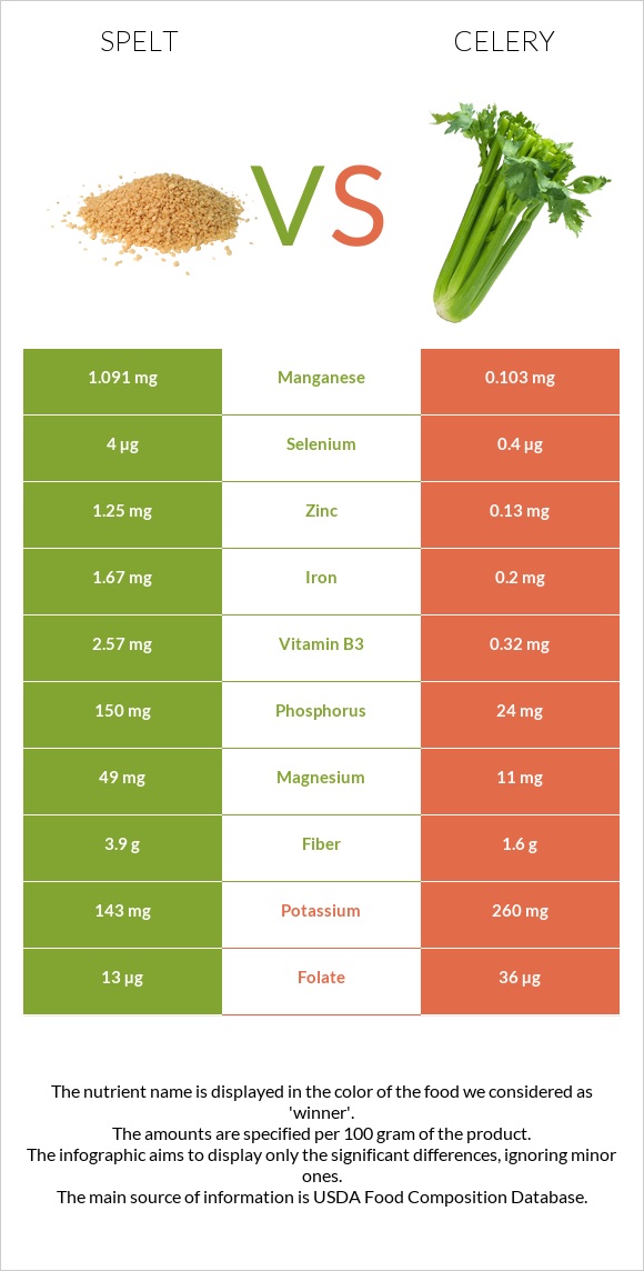 Spelt vs Celery infographic