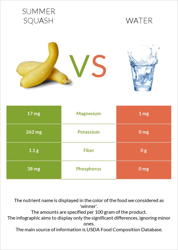 Summer squash vs Water infographic