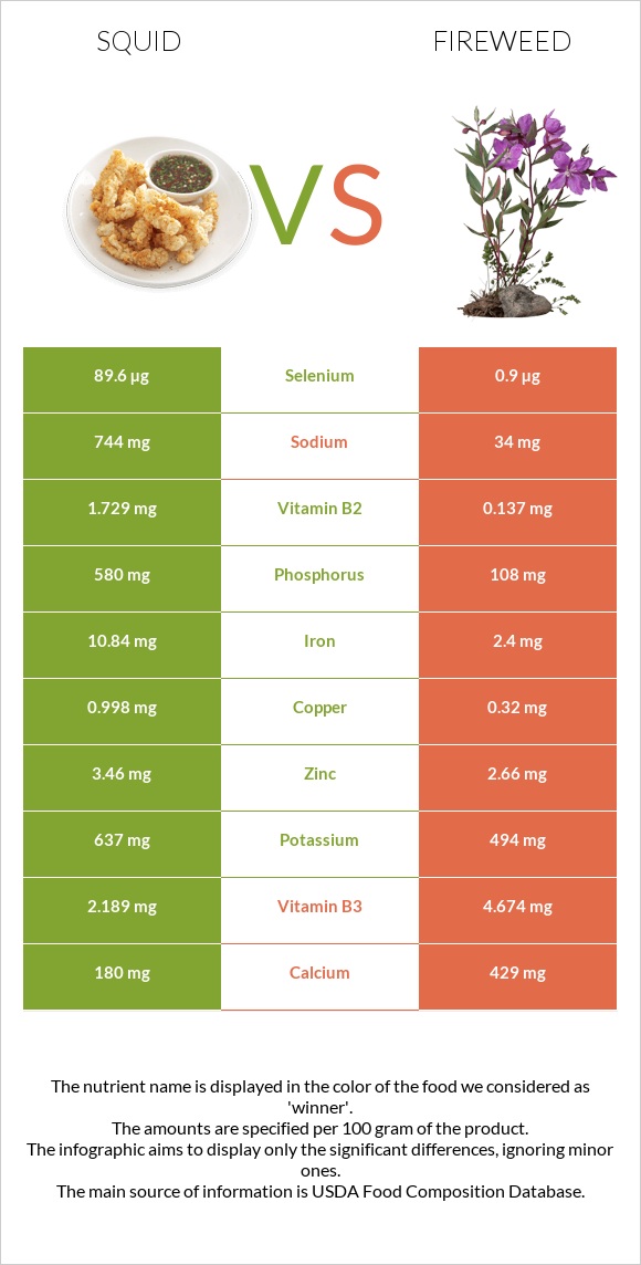 Squid vs Fireweed infographic