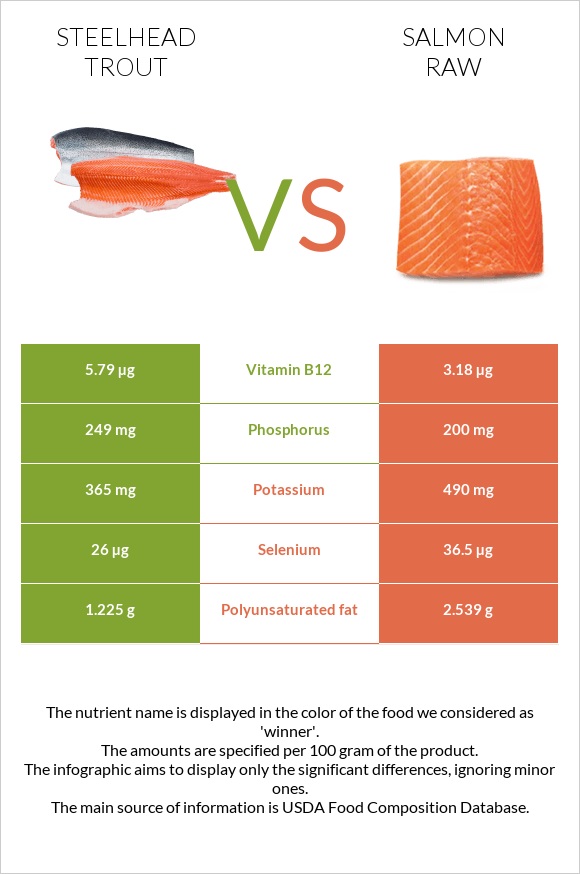 Steelhead trout vs Salmon raw infographic