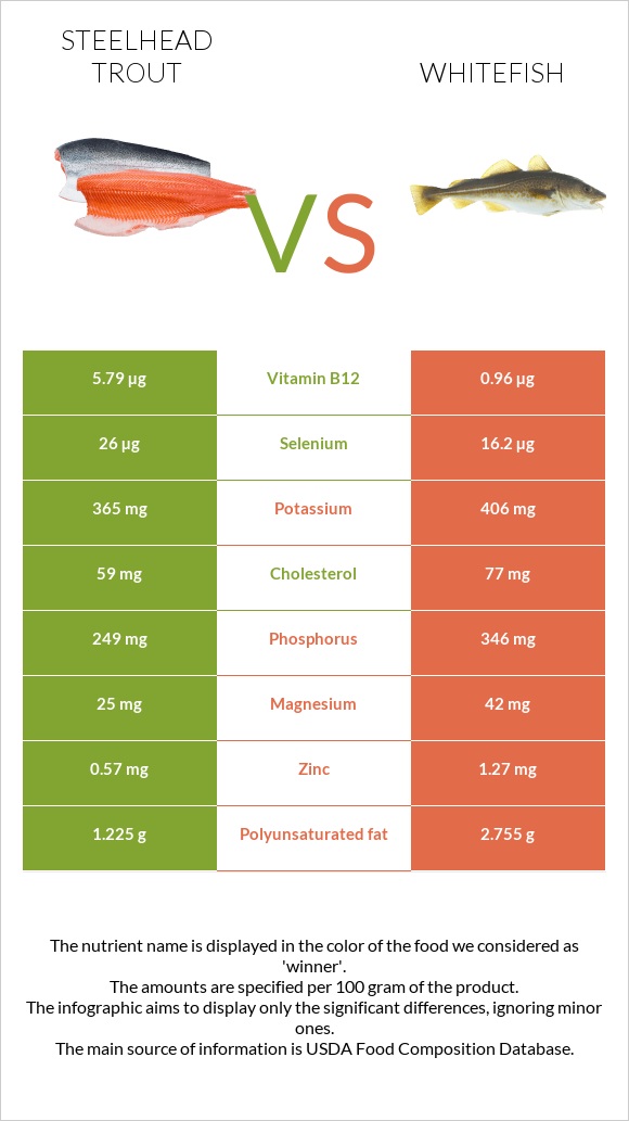 Steelhead trout vs Whitefish infographic