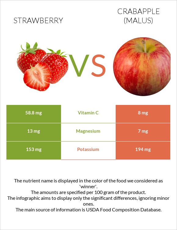 Strawberry vs Crabapple (Malus) infographic