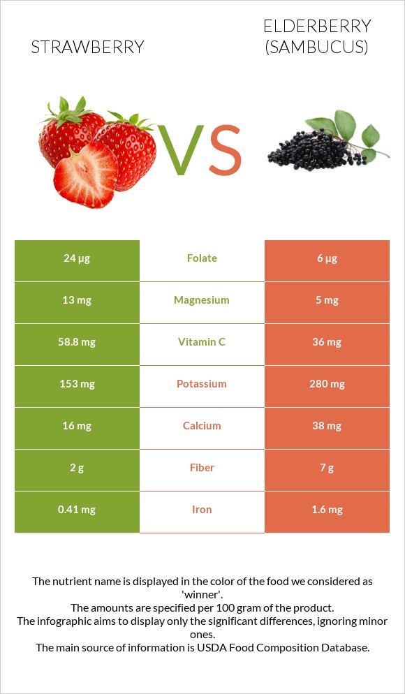 Strawberry vs Elderberry infographic