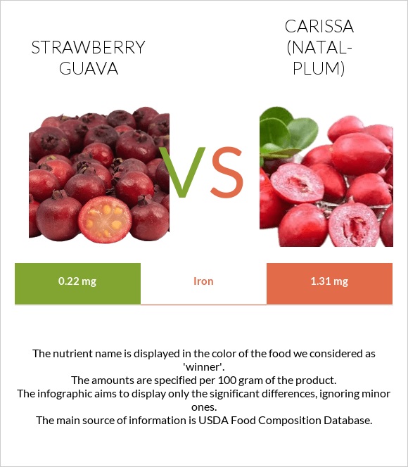 Strawberry guava vs Carissa (natal-plum) infographic