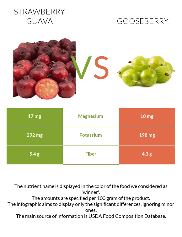 Ելակի գուավա vs Փշահաղարջ infographic